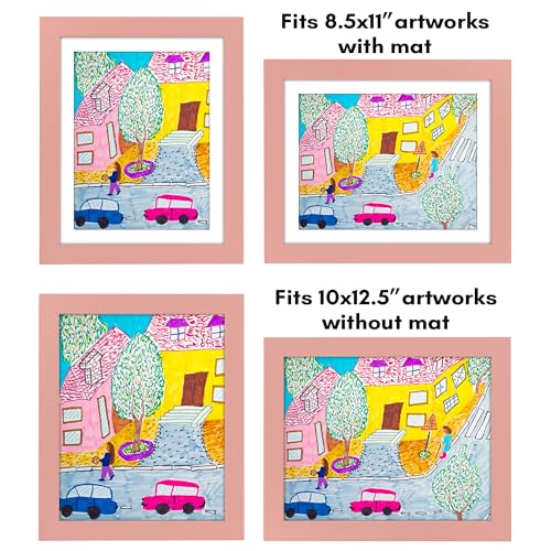 Americanflat Moldura de arte infantil com carregamento frontal em rosa pêssego - Moldura de 21 x 28