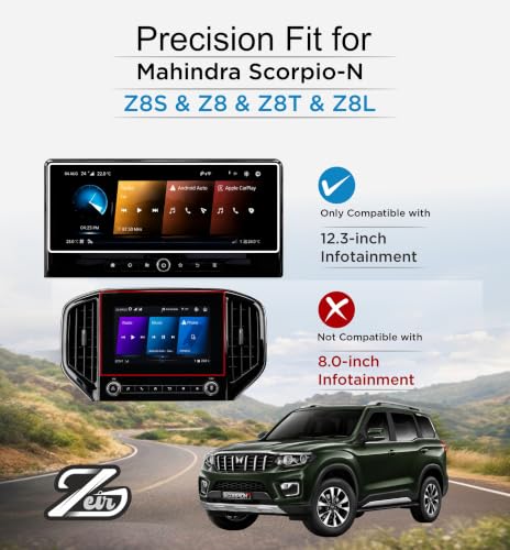 Image of ZEIR Screen Protector For MAHINDRA SCORPIO N 2026 Facelift - 12.3 Inch Infotianment Touchscreen | ScorpioN Car Display Guard | 9H Hardness, Anti-Scratch & Water Resistant | HD Clarity MahindraScorpio Car Dashboard Accessory 2026+ [Not Tempered Glass] [Not Compatible with 2025 Models] (ScorpioN 2026 [12 inch Info])