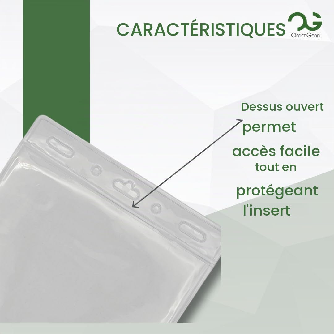 OfficeGear Lot de 200 porte-badges d'événement verticaux à suspendre - Taille A6 (4x6 in / 105 x 150 mm) - Ouverture sur le dessus pour cartes d'identité, passeports, badges visiteurs