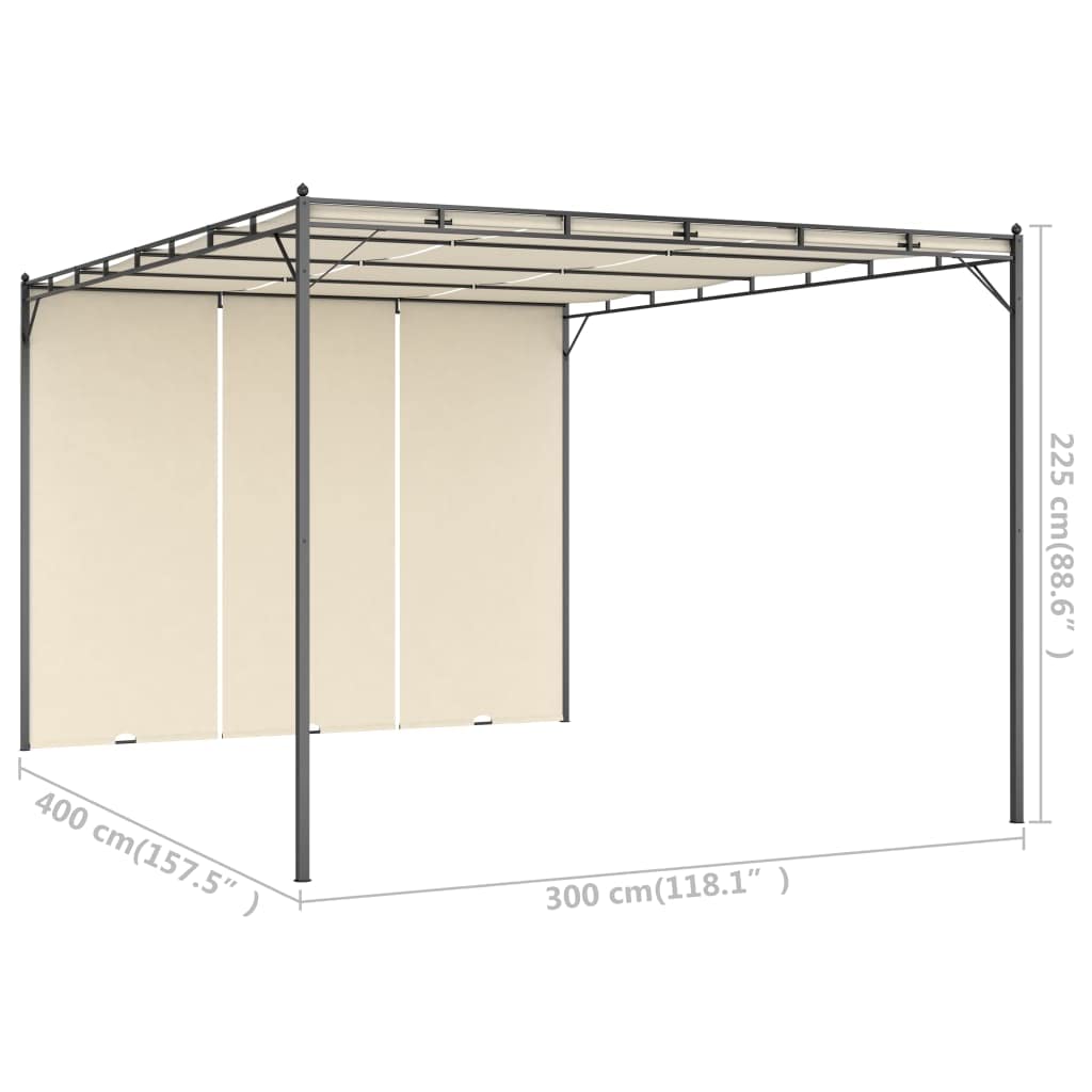 vidaXL Gazebo da Giardino con Tenda Laterale 4x3x2,25 m Crema