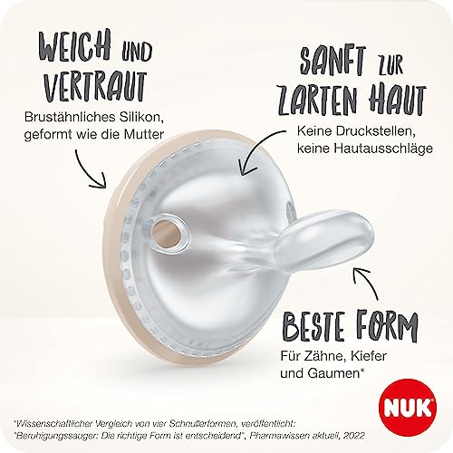 NUK MommyFeel Babyschnuller | 0−9 Monate | stillfreundliche Sauger | BPA-freies Silikon | Greige & Sandstone | 2 Stück 3
