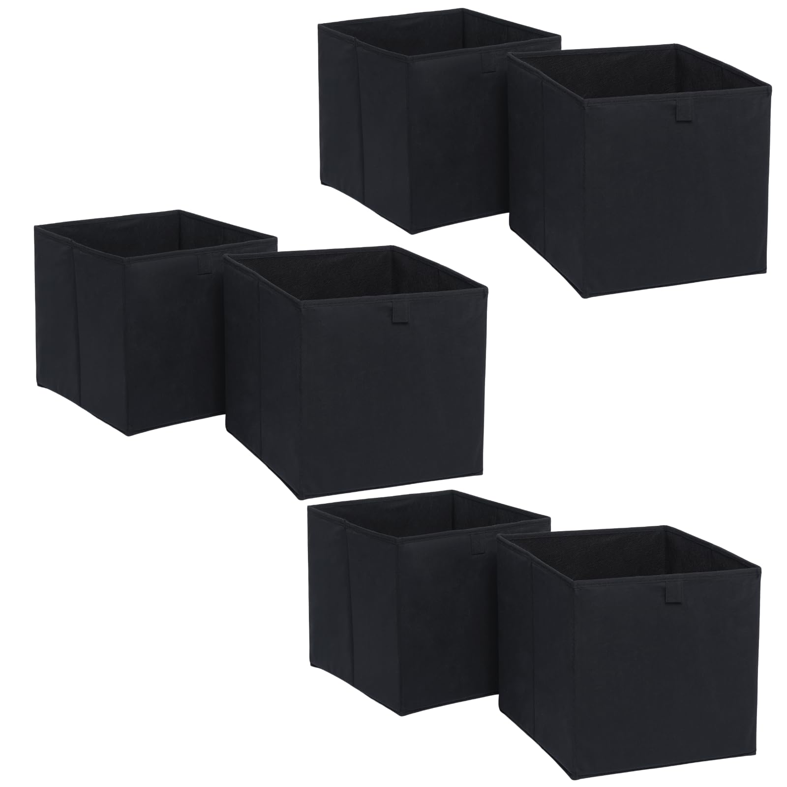 OHS Set of 6 Matte Velvet Storage Boxes Home Organiser Toys Clothing Bathroom Pop Up Foldable Collapsible Cube Storage Boxes Space Saving Shelves Organiser Cube Baskets, Black
