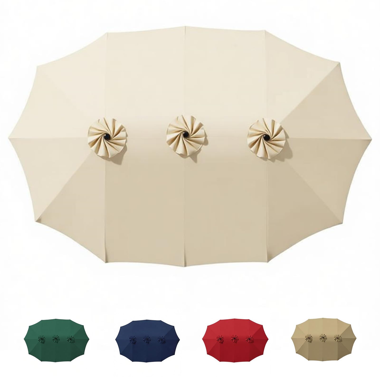 Photo 1 of inbesk 13ft Patio Umbrella Replacement Canopy for 12 Ribs, Large Outdoor Umbrella Top Cover Only,Double-Sided Fabric for Market Umbrellas, Sombrillas de Patio Repuesto (Frame NOT Included),beige
