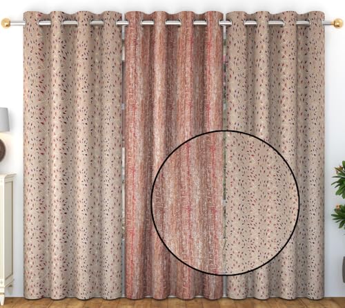 Image of FRESH FROM LOOM Grommet 80% Black out Curtains for Door 9 Feet|Big Window Curtain Premium Polyester Weaved Parda|Modern Parde for Living Room Bedroom|Jacquard Screens(Set of 3,Maroon)