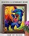 Mighty Bison Abstract National Park Farmhouse Landscape 11x14 Unframed Poster American Buffalo Cabin Painting Vibrant Rustic Style, Wildlife Decor for Western and Naturalistic Outdoors, Animal Artwork