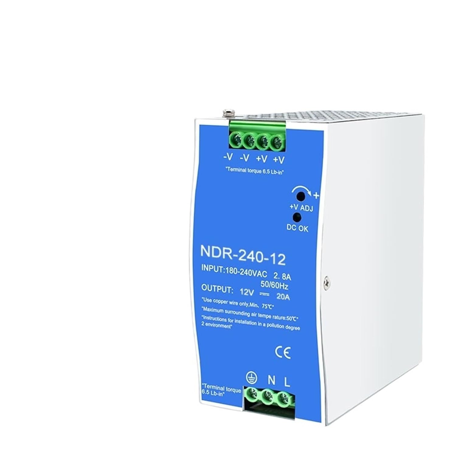 NDR 240W 180-240V AC to DC Industrial DIN Rail Switching Power Supply 12V 24V 48V 180V-240V AC to DC(48V_240W)