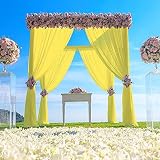 Partisout Chiffon Backdrop Curtain Yellow 29x120 inches 2 Panels Chiffon Drapes for Wedding Backdrop