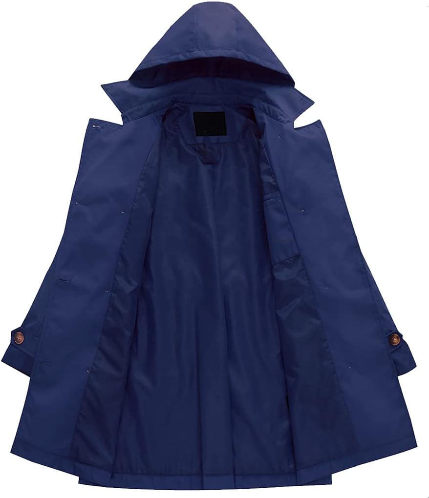 Chrisuno Women's Double Breasted Trench Coats Mid-Length Belted Overcoat Long Dress Jacket with Detachable Hood - Image 3