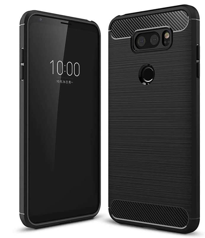 Image of NPRC Hybrid Ultra Slim Protective Case TPU Non-Slip Carbon Fiber Texture Shockproof Case Cover for Lg V30 - Black