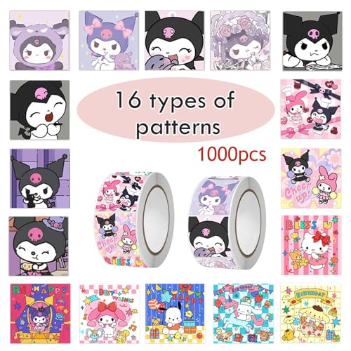 Image of TecoKart 1000Pcs Kuromi Stickers, 16 Pattern Cute Kuromi and Sanrio Stickers, Kawaii Sticker Gifts for Kids Girls, Ideal DIY Decor Laptop, Skateboard Computer Diary Scrapbook Journal