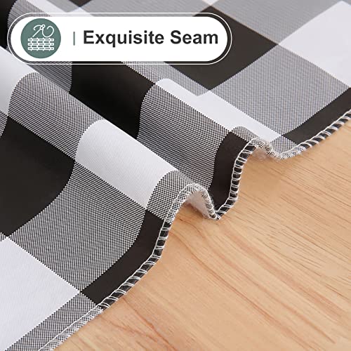 Image of misaya 2 Pack Waterproof Vinyl Table Cloth, Buffalo Flannel Backed Tablecloth, Wipeable Plastic Table Cover for Dinner, Kitchen, Outdoor (54 inch x 54 inch, Black and White)