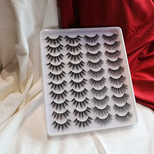 The Latest 20 Pairs False Eyelashes 6 Styles Fluffy Eyelashes Pack 3D Volume Faux Mink Lashes Pack (18-22mm)
