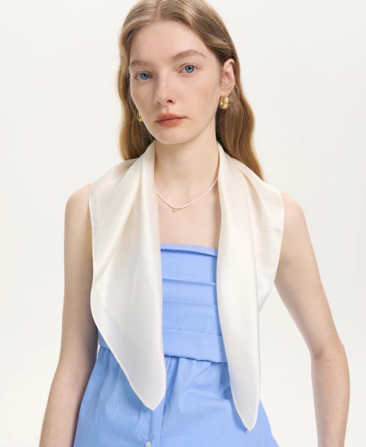 MEISEE Solid Color Mulberry Silk Scarf 26" Square Scarf Neck Scarf Hair Head Breathable Lightweight for Women Gift Packed3