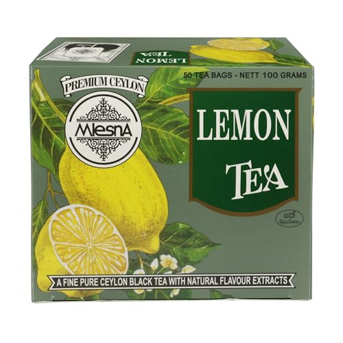 Image of Mlesna Lemon Black Tea 100g | 50 Foil-Wrapped Tea Bags | Pure Ceylon Black Tea | Rich in Antioxidants | Imported from Sri Lanka