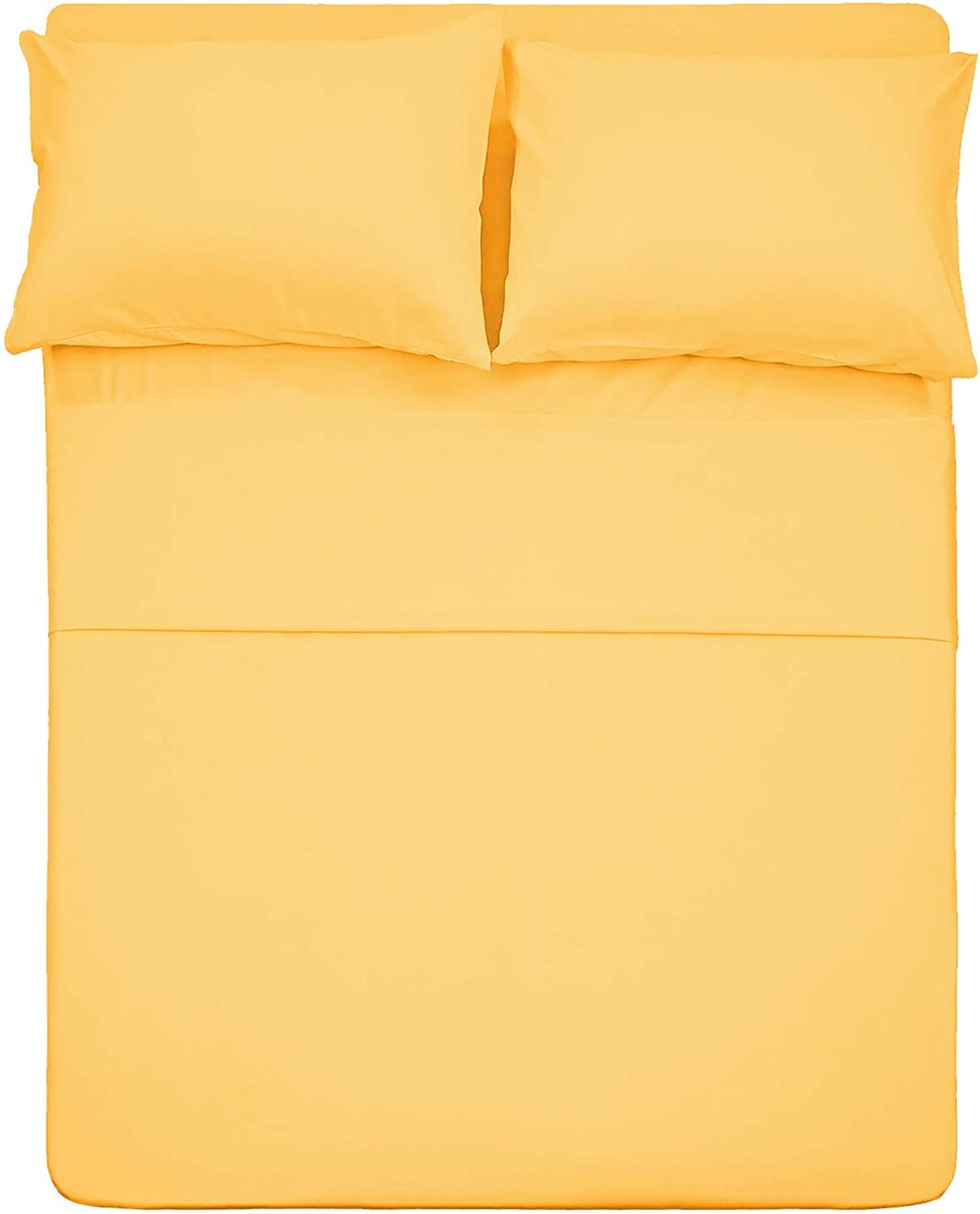 Twin XL Sheets Set 4 Piece - Hotel Luxury 1800 Bedding Sheets &amp; Pillowcases - 1 Flat Sheet,1 Fitted Sheet and 2 Pillow Cases - Extra Soft Cooling Bed Sheets - Deep Pocket up to 16" (Yellow)