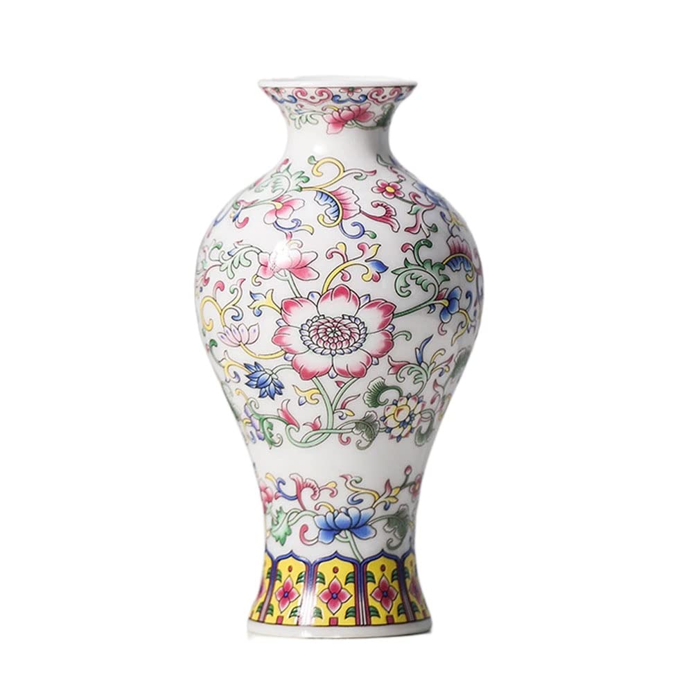 asdchZen Enamel Ceramic Vase,Chinoiserie Vase For Flowers, Unique Vase, Decorative Vase For Pampas Grass, Living Room, Bedroom,H