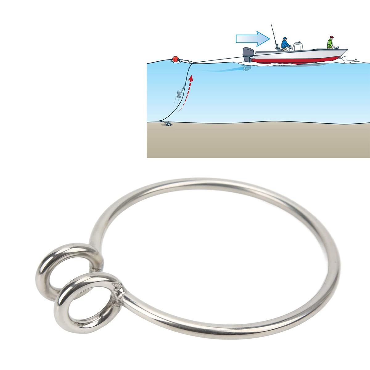 Anello di ancoraggio in acciaio inossidabile Anello di recupero dell'ancora marina da 8 mm Sistema di recupero dell'ancora in acciaio inossidabile lucidato Adatto per barche da pesca