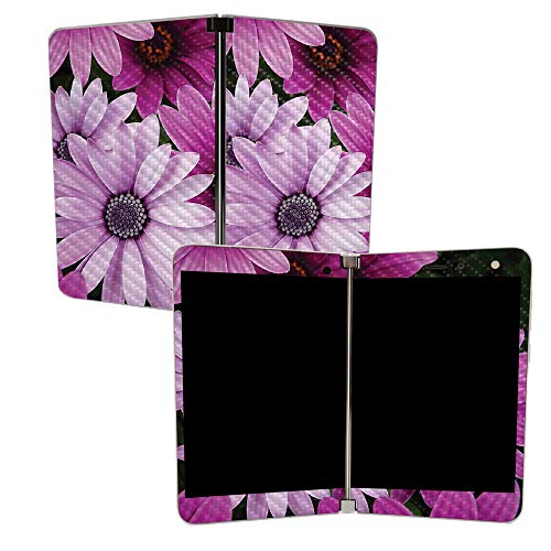 Image of MIGHTY SKINS MightySkins Carbon Fiber Skin for Microsoft Surface Duo - Purple Flowers | Protective, Durable Textured Carbon Fiber Finish | Easy to Apply | Made in The USA
