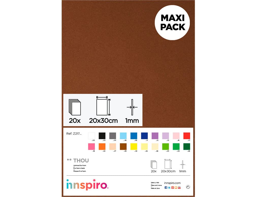 INNSPIRO Mousse EVA Marron 20x30cm. 20u. 1mm.