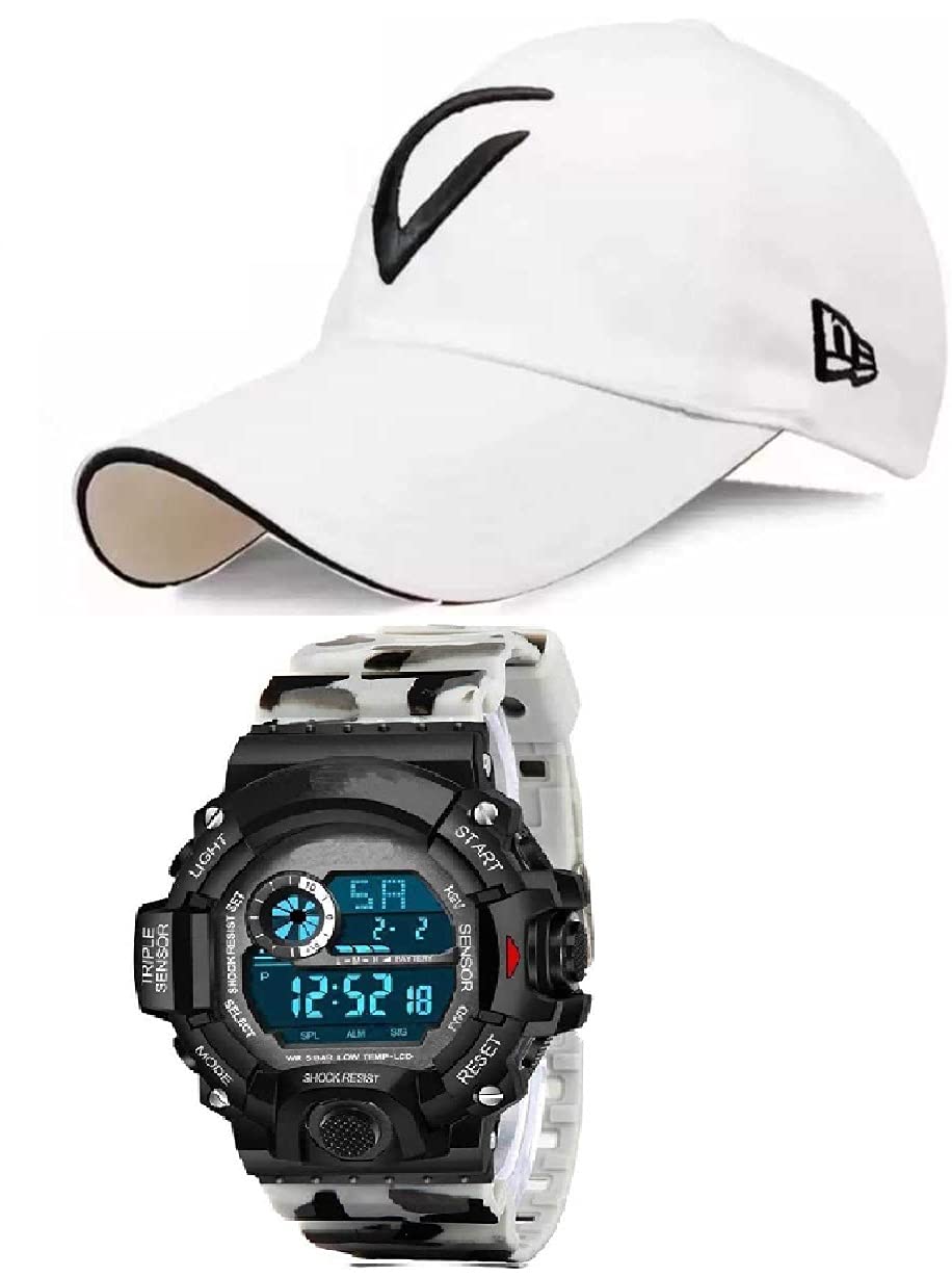SELLORIA Brand - A Black Dial Digital White Baseball Embroidered Cap for Boys Mens,Kids (B09F6XS4PP) Amazon Price History, Amazon Price Tracker