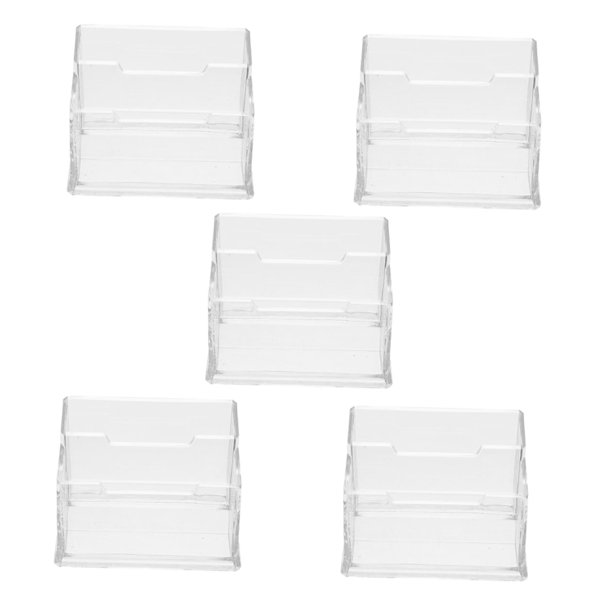 5 Pezzi Biglietti Visita in Plastica Organizer Scrivania Leggero e Compatto per Ufficio Conferenze ed Esposizioni con Doppia Sezione per Facile Accesso e Massima Visibilità