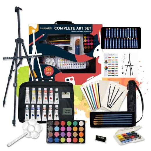 Tavolozza 126pcs Deluxe Artist Painting Set con herramientas de dibujo de lona de caballete de aluminio para principiantes, estudiantes y artistas