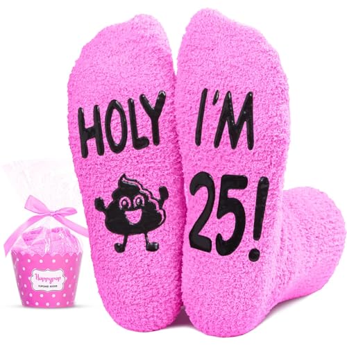 HAPPYPOP 25th Birthday Gifts Socks - 25 Year Old Women Female Birthday Socks Ideas for Women Woman Gifts