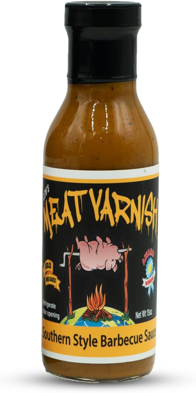 Lem's Meat Varnish Southern Gold Mustard BBQ Sauce for Meat, Pork, Chicken, Wings - Best for Grilling, Smoking, Marinating, Basting - 15 oz. Bottle