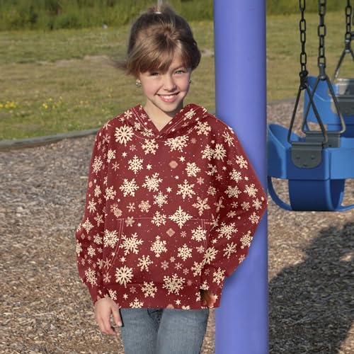 Kids Hoodies Sweaters Christmas Xmas Snowflake Hooded Sweatshirts with Big Pockets for Boys Girls B04000824