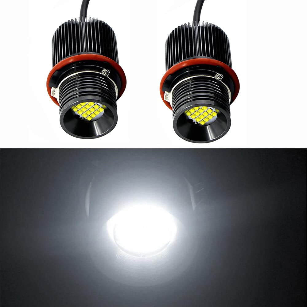 Baceyong Lot de 2 ampoules LED Angel Eye Halo Ring avec inverseurs compatible avec BMW E39 E53 E60 E61 E63 E64 E65 E66 E87 525i 530i xi 545i M5