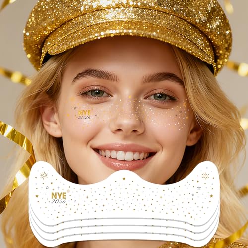 Ovasorve NYE 2026 Face Tattoos - Glittering Freckles Stars & Fireworks...