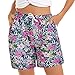Short décontracté pour Femme Short de Plage Confortable d'été Taille élastique Imprimé Floral avec 2 Poches Short Running Camouflage