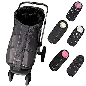 German Designed Winter Tour Waterproof Footmuff for Stroller,Double Front Zipper Fits Baby Grows Stroller Bunting Bag,Black