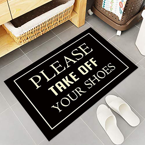 Lbdecor Entrance Door Mat, Funny Quotes Low Profile Decor Doormat, Please Take Off Your Shoes Non-Slip Carpet Rugs With Felt Decorative For Home/Indoor/Outdoor - 20" X 32",W X L #TOP2