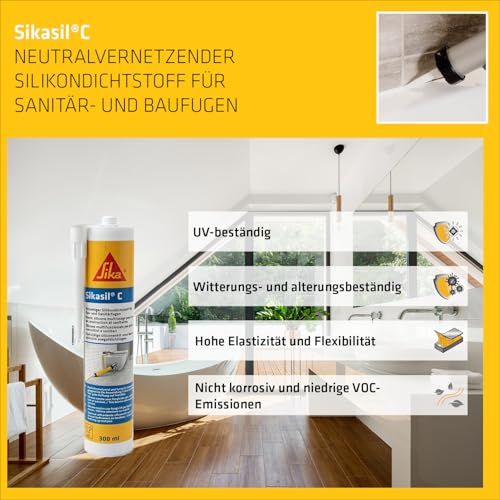 SIKA - Sanitär-Silikondichtstoff - Sikasil C - Transparent - 300ml – Ansicht 3