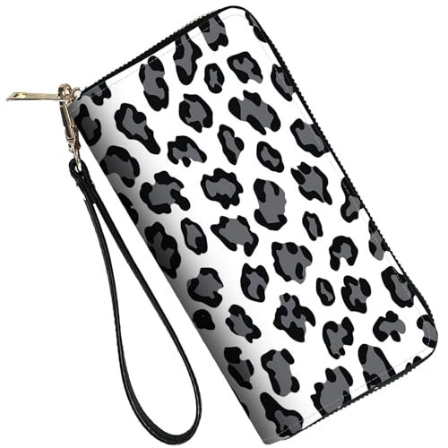 Image of RFID Blocking Leather Wallet for Women - Large Capacity Zip Around Clutch with 8 Card Slots,32 Cash Pockets & Coin Zipper,Leopard Print