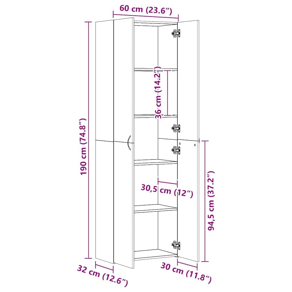 IKAYAA Armadietto in Holz Armadio Porte Battenti Aktenschrank Armadietto per Garage Armadio Ufficio Mobili Ufficio-Grigio cemento-60 x 32 x 190 cm