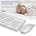 Wireless Keyboard and Mouse,FENIFOX Full-Size USB Dual System Switching Double Ergonomic Whisper-Quiet Compatible with PC Desktop Computer macOS Windows -Silver White