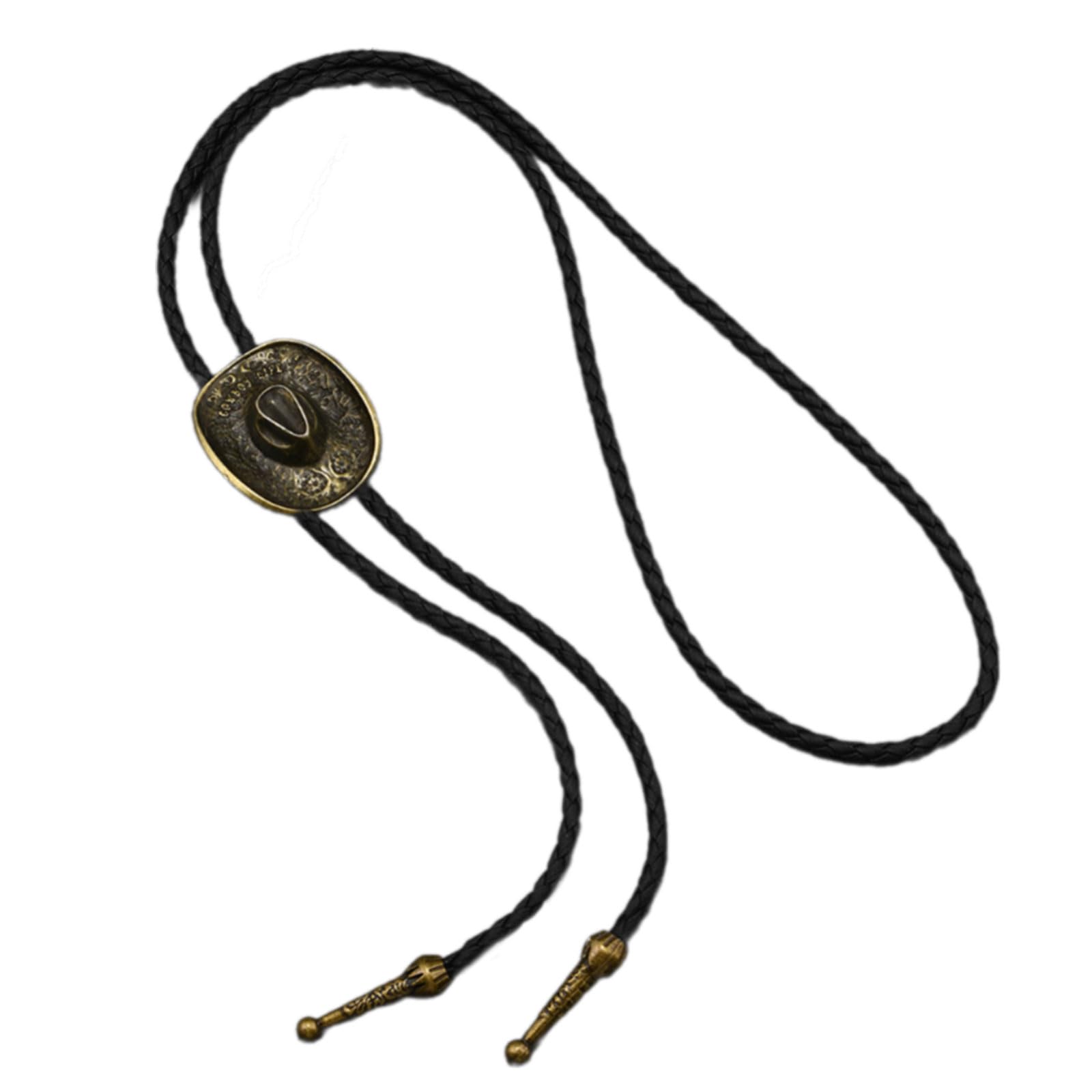 MICFENY Retro Western themed PU Leather Bolos Tie Adjustable Necklace Pendant Fashion Necktie Accessory For Casual Outfit Unisex