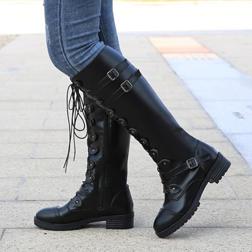 Victorian Boots for Women Vintage 70s Lace Up Renaissance Goth Boots Mid Calf Booties Low Heel Halloween Cosplay Witch Shoes2