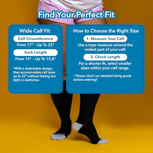 Image of Wellow Wide Calf Knee High Compression Socks 18-25 mmHg