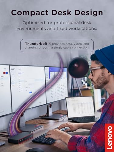 Image of Lenovo ThinkPad Thunderbolt 4 Smart Dock Gen 2 7500, Multiple Display Support, Integrated 1M Thunderbolt 4 Cable, Remote Hardware Management, 40Gbps Data Speed, 100W Power Delivery, Black
