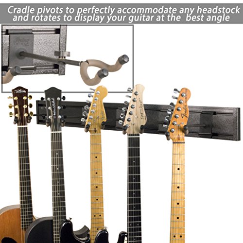 String Swing SW5RL-B-K Guitar Keeper Bundle with 5 Guitar Hangers & 1 Black Vein Strong Wall Mount