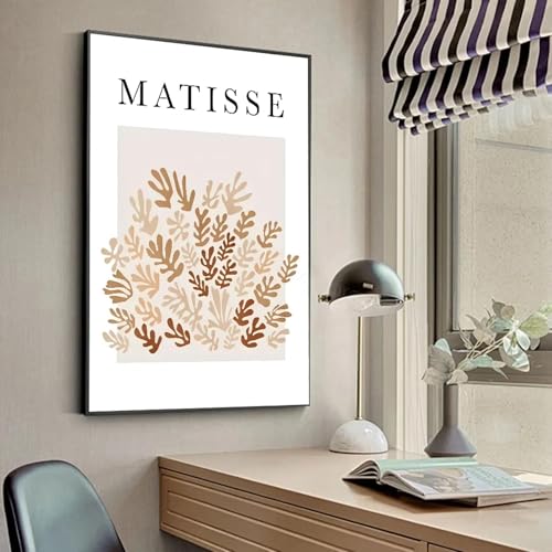 Peinture abstraite Matisse beige corail - Affiche murale autocollante 60x90cm