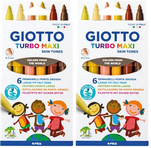 Giotto Rotuladores Turbo Maxi Skin Tones Estuche 6 uds (Paquete de 2)