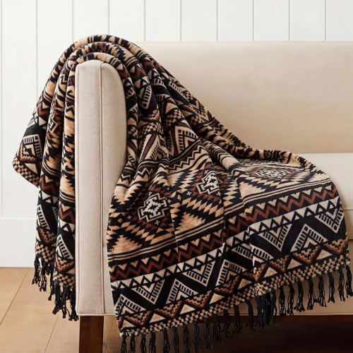 Casaagusto Manta Bohemia Tipo Throw Blanket en Poliéster, Color Marrón, 50x60 pulgadas