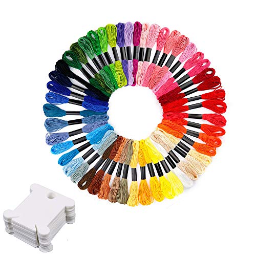 Embroidery Floss 50 Skeins Friendship Bracelets Floss Rainbow Assorted Colors Embroidery Thread Cross Stitch Crafts Floss with 12 Pcs Floss Bobbins
