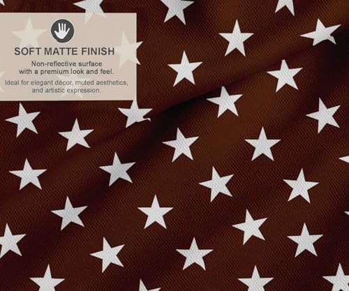 Image of Soimoi Brown Cotton Canvas Fabric Stars Star Printed Craft Fabric by the Meter 58 Inch Wide