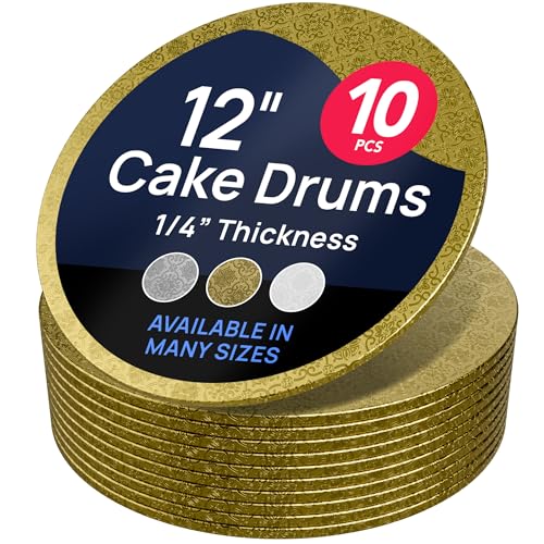O'CREME Round Cake Drum Board Gold Wraparound 12 Inch 1/4 Thick