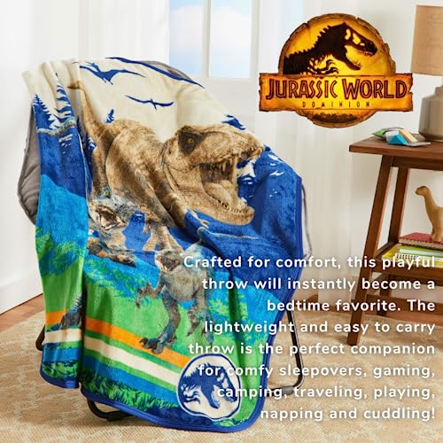 Image of Franco Jurassic World Dominion Rexy T-Rex Kids Bedding Super Soft Silk Touch Throw, 40 in x 50 in, (Official Licensed Product) (Pack of 3)